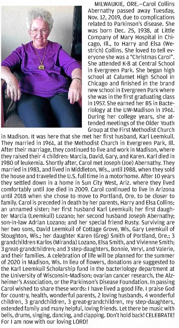 Clipping from Wisconsin State Journal